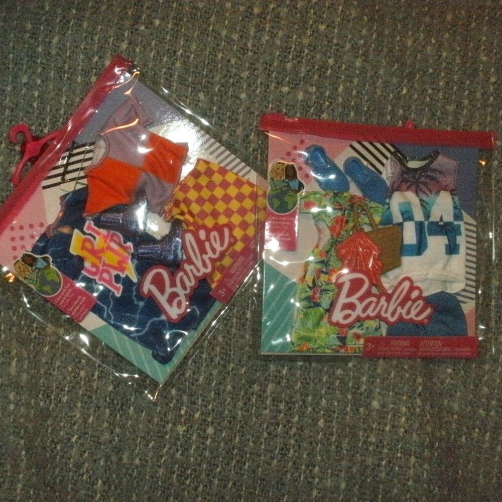 Two NWT Mattel Barbie Clothing Fashion 2 Outfits & Accessories in each Pack NEW